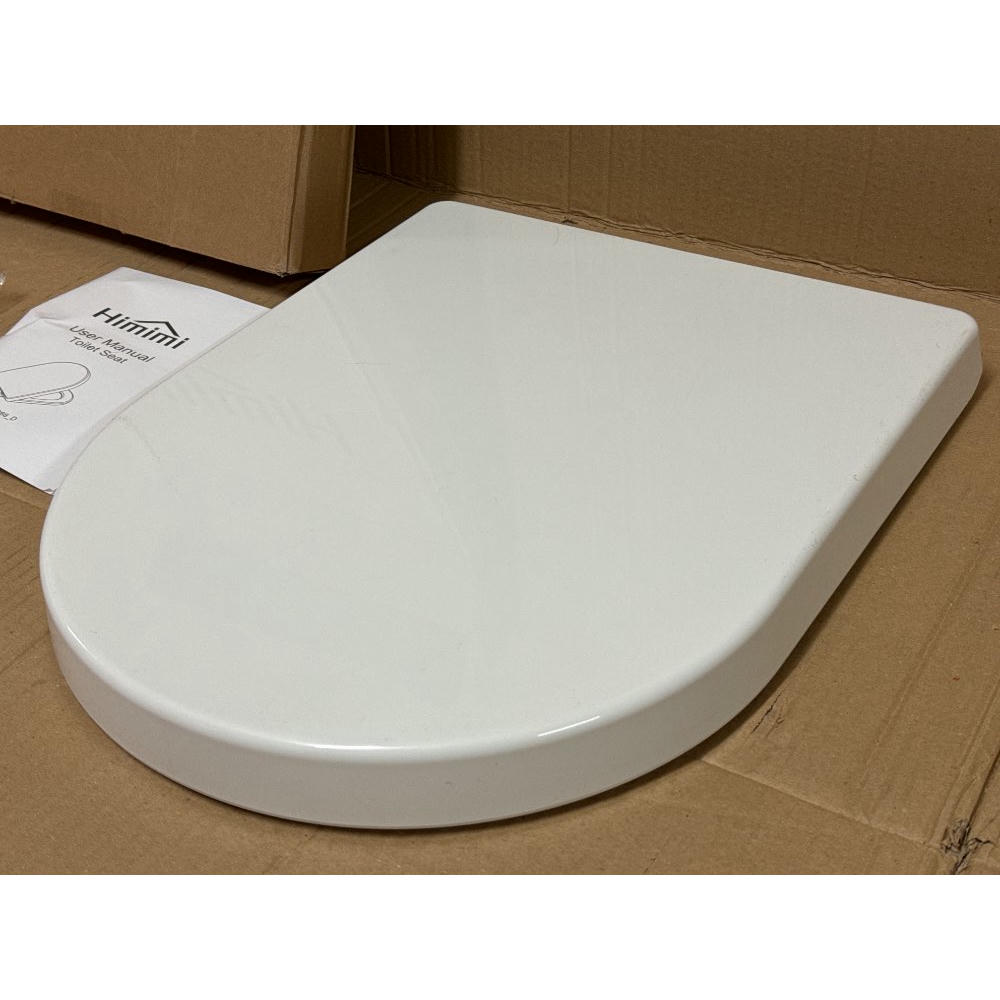 Himimi Tapa WC Universal, Asiento para Inodoro, Asiento de Inodoro en Forma de D, Tapas de Water Cierre Suave Lento, Bisagras Ajustables, Desmontaje Rápido, Fácil de Limpiar(450 x 361 x 53 mm)