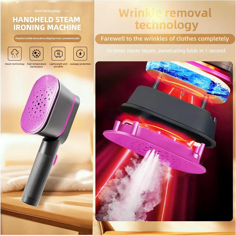 Vaporizador de mano para ropa con guantes de planchado, vaporizador portátil de viaje para ropa, vapor horizontal y vertical, tiempo de calentamiento de 9 segundos, mini vaporizador de tela de 1000 W