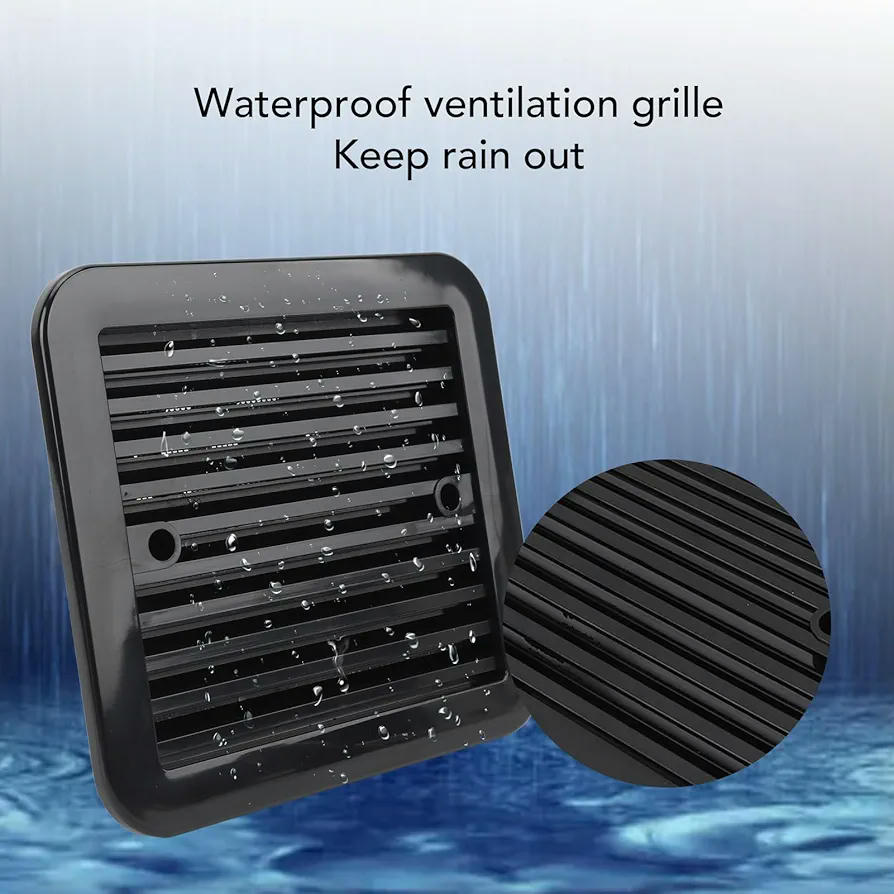 Ventilador de ventilación lateral para caravana, modelo 24V, extractor silencioso para vehículos recreativos, ideal para cocinas y baños, color negro
