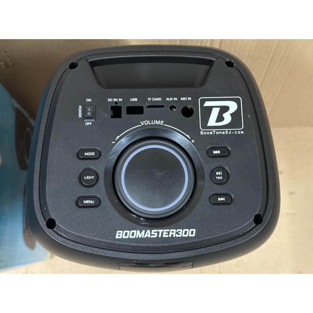 BoomTone DJ Boomaster 300 Altavoz Bluetooth luminoso LED portátil potente 250W, Altavoz Karaoke, Bluetooth inalámbrico, TWS, Recargable USB, sintonizador, lector USB/tarjeta SD.