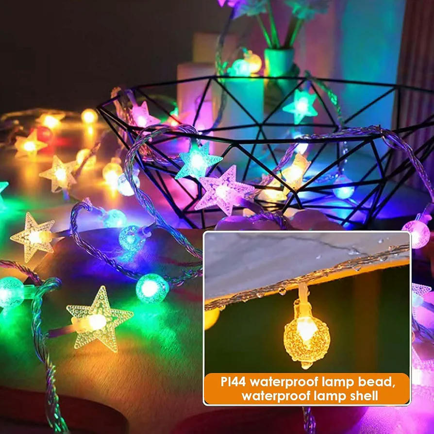 Guirnalda de luces LED de 6 metros con 40 luces decorativas, iluminación impermeable para exteriores e interiores, ideal para fiestas y decoraciones navideñas (multicolor)