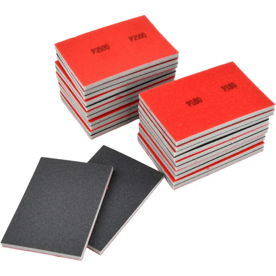 Esponjas de Lijado de Óxido de Aluminio, 24 Piezas, Grano Mixto para Madera, Metal y Plástico, Ideal para Lijado Húmedo y Seco, Flexibles y Reutilizables
