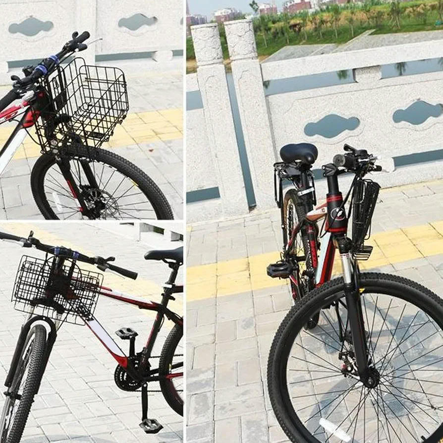 Cesta de bicicleta Plegable, Portabicicletas escolar con bolsa interior extraíble, Cesta de almacenamiento para bicicleta eléctrica (color negro)