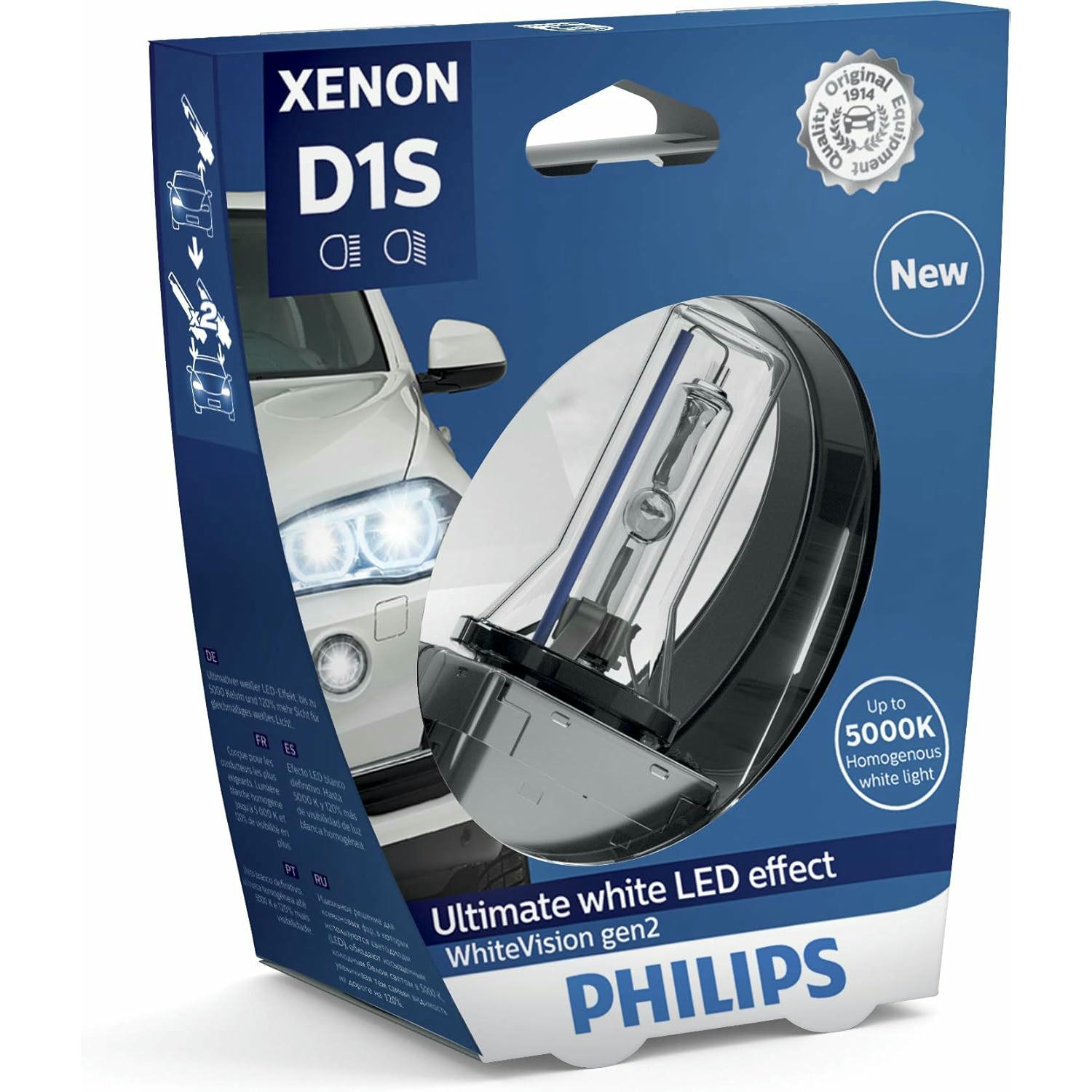 Philips 85415WHV2S1 - Faros delanteros de xenón con bombilla WhiteVision gen2 D1S, 1 unidad
