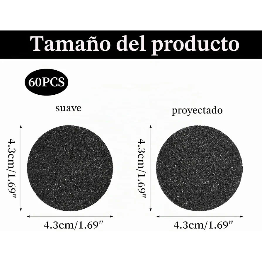 Juego de 60 Lijas para Removedor de Callos Eléctrico - 30 Lijas Ásperas y 30 Lijas Lisas para el Cuidado de Pies (Negro)