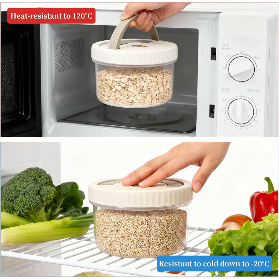 4 Recipientes Para Alimentos Con Tapa, 500 ML, 680 ML, Contenedores de Plástico Para Congelar, Lonchera Con Tapa de Rosca, Blanco