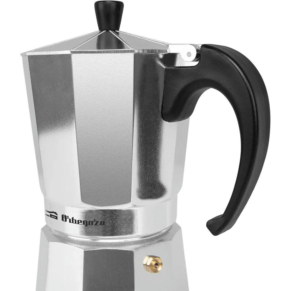 Orbegozo KF 900 - Cafetera italiana de 9 tazas, apta para cocinas a gas, eléctricas y vitrocerámicas, con mango ergonómico y válvula de seguridad