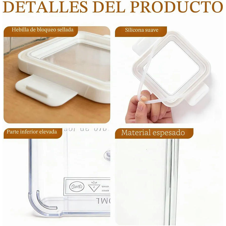 Set de Recipientes Herméticos para Alimentos, 3 Piezas, 700ML, 1300ML y 1800ML, Almacenaje Eficiente en Cocina