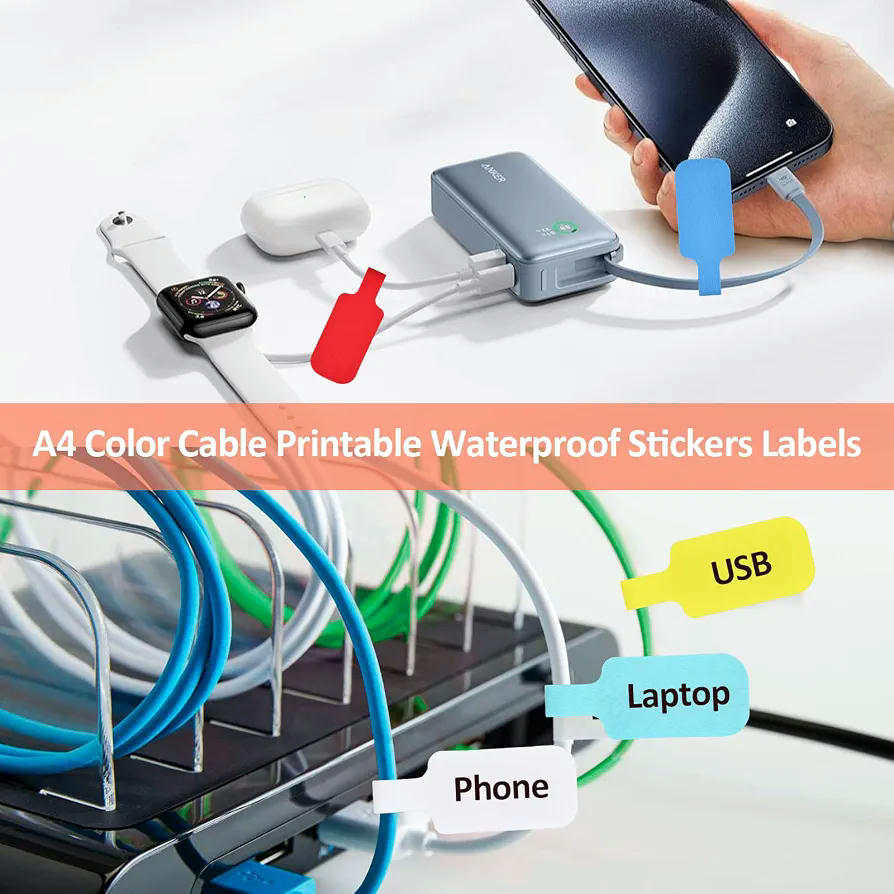 Etiquetas Reutilizables para Cables, 50 Piezas de Marcadores de Nailon en 10 Colores Brillantes para Organización de Cables (Multicolor)