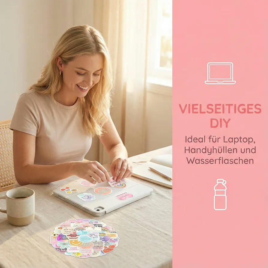 Juego de 100 pegatinas estéticas de vinilo resistentes al agua para decoración y personalización (Multicolor)
