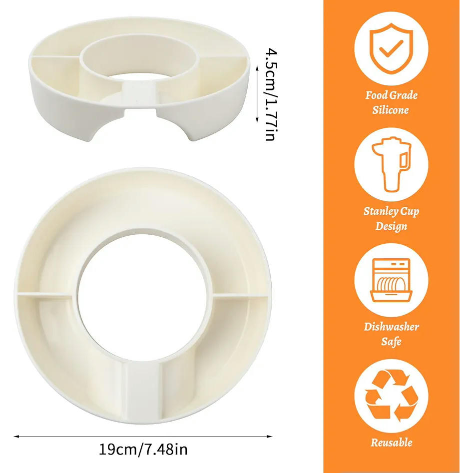 Anillo de Aperitivos Para Taza de 40 Onzas Contenedor de Aperitivos de 3 Compartimentos Tazón de Aperitivos para Taza Stanley Anillo Reutilizable para Accesorios de Taza Stanley