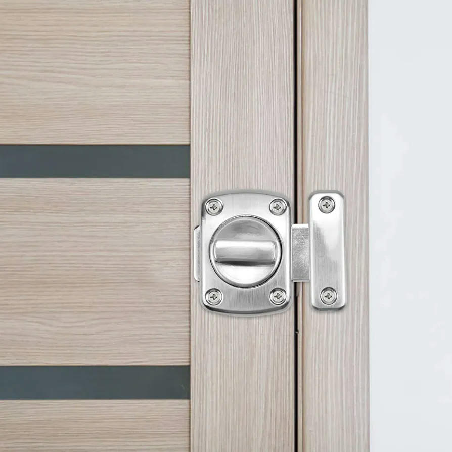 Pestillo de puerta de 2 piezas, cerradura de perno de acero inoxidable para baño, armario y diversas puertas, color plateado