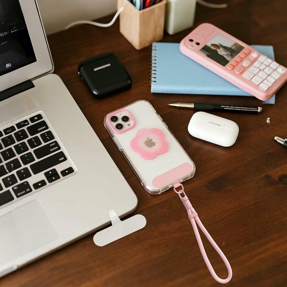 Cordón Universal para Teléfono Móvil Giratorio 360 Grados, Cordón de Aleación de Aluminio Rosa, Antipérdida, Compatible con Teléfonos Inteligentes