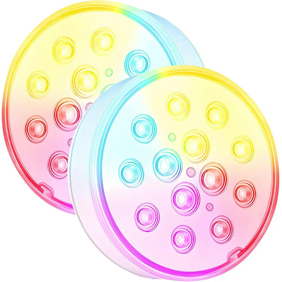 Luces LED impermeables IP68, 2 unidades, mando a distancia, 16 colores RGB, ideal para piscina, jardín y acuarios, 13 luces LED