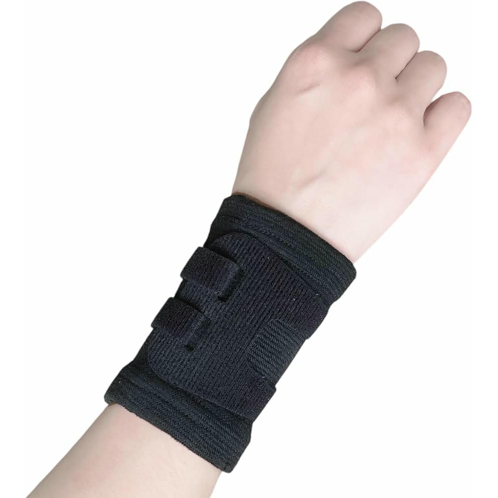 Muñequera Deportiva Ajustable con Soporte para Muñecas, Transpirable y Ligera, Unisexo, para Ejercicio y Rehabilitación (Negro)