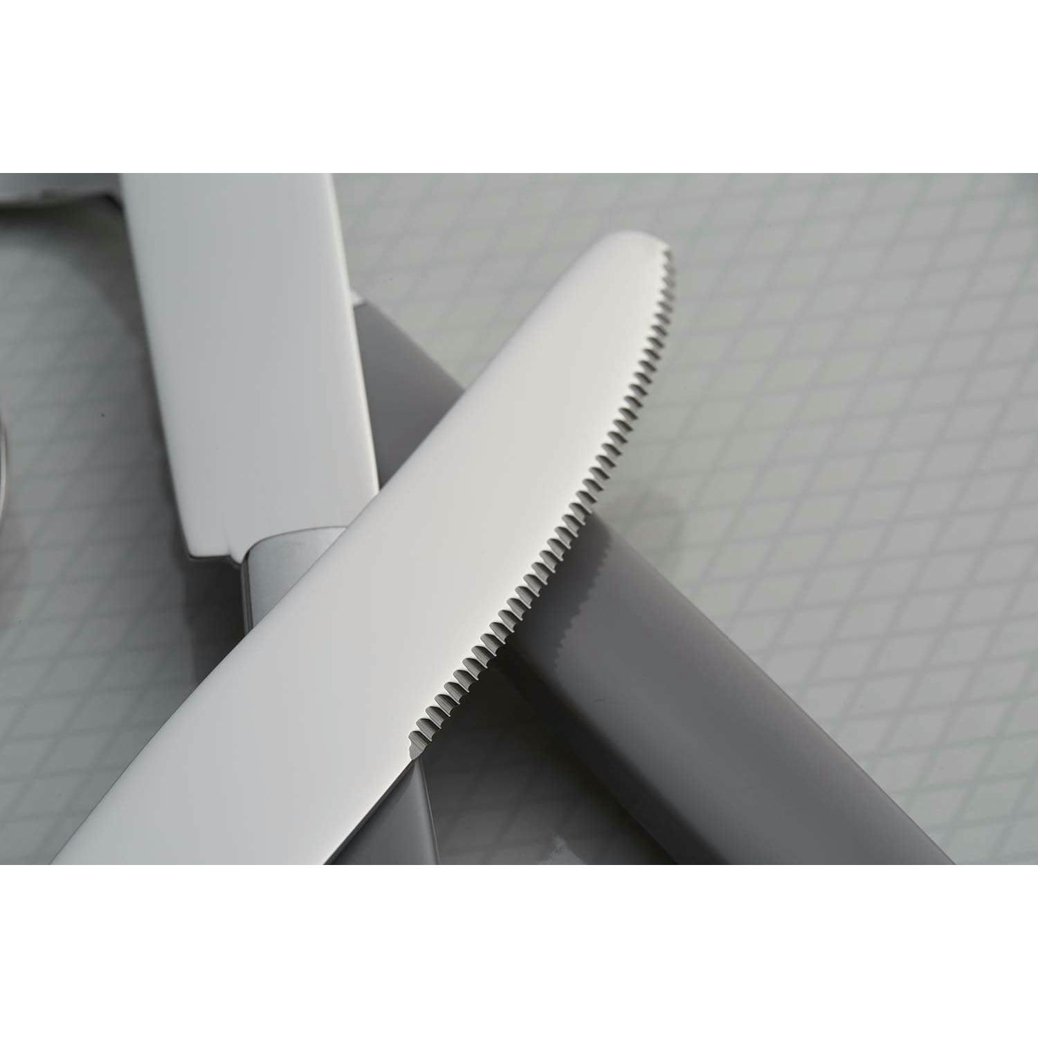 Cubertería de 16 Piezas - Acero Inoxidable con Mangos de Colores, Apta para Lavavajillas - Gris