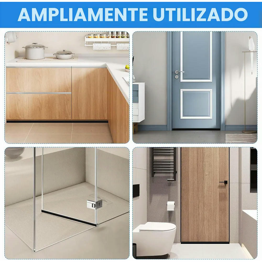 Junta de Perfil de Zócalo de Cocina de Caucho de Silicona, 3 metros, Ideal para Zócalos de 15 mm a 18 mm (Blanco)