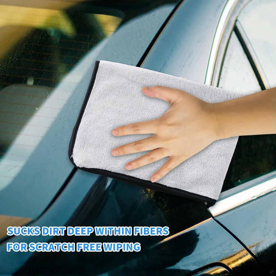 Paño de Microfibra Absorbente para Coche, 3 Piezas, 60x40cm, Gris, Ideal para Secado y Limpieza