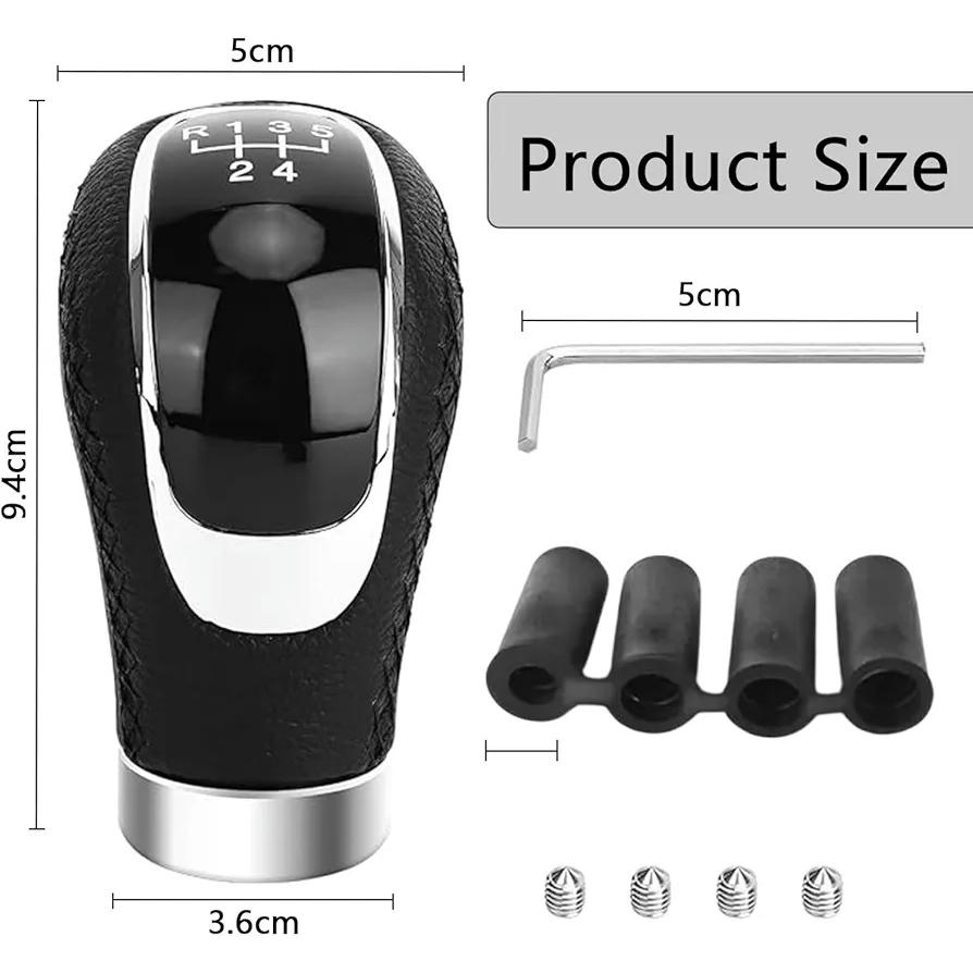 Pom de palanca de canvis manual de 5 velocitats, pom de cuir sintètic negre, compatible amb la majoria de vehicles