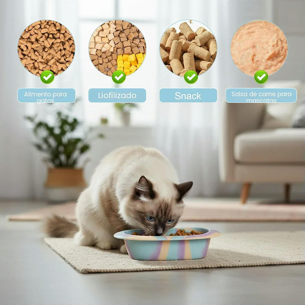 Comedero Antivoracidad de Silicona para Mascotas - Diseño Antideslizante y Saludable (Multicolor Arcoíris)