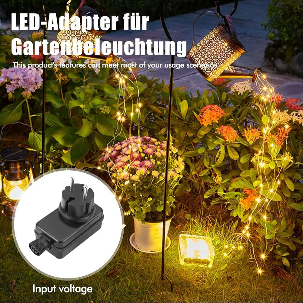 Adaptadores de corriente LED 12V 2A 24W IP44 impermeable para luces de jardín y decoraciones navideñas, pack de 2 unidades