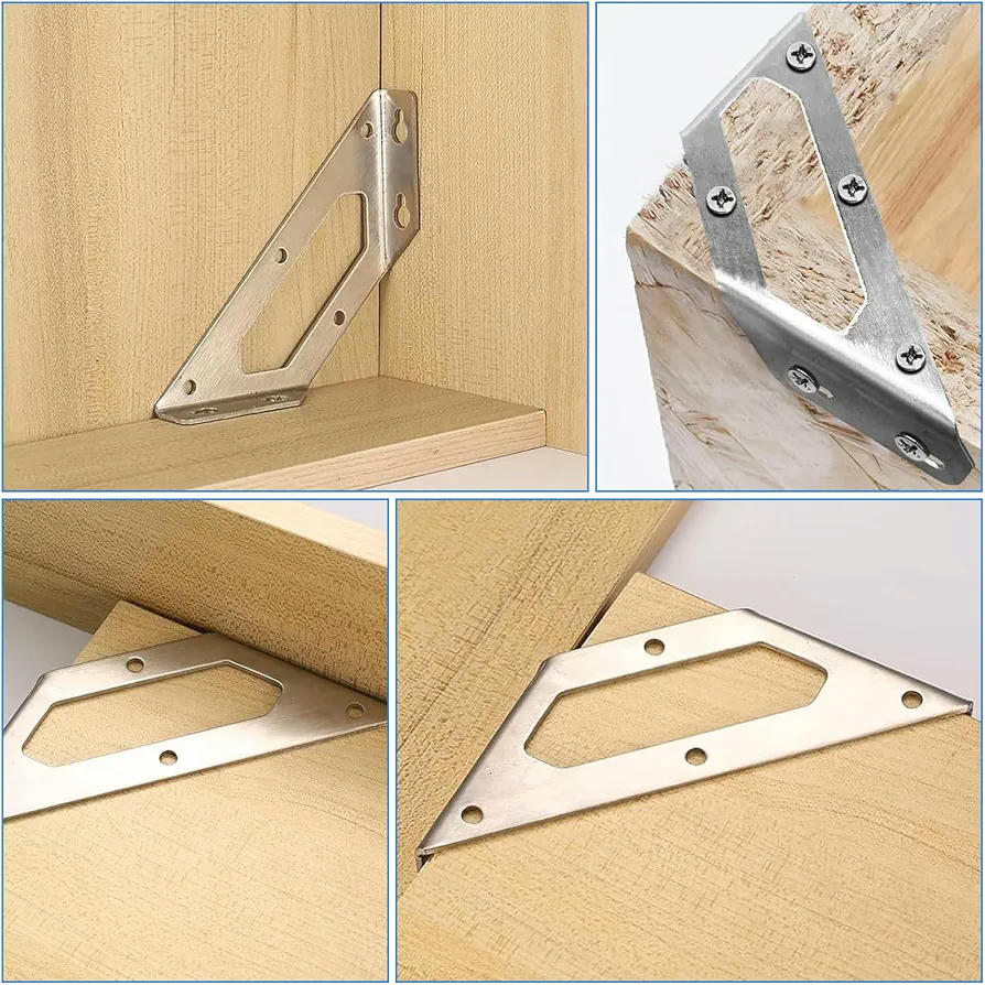 10 Piezas de Escuadras de Acero Inoxidable para Soporte de Muebles y Estructuras