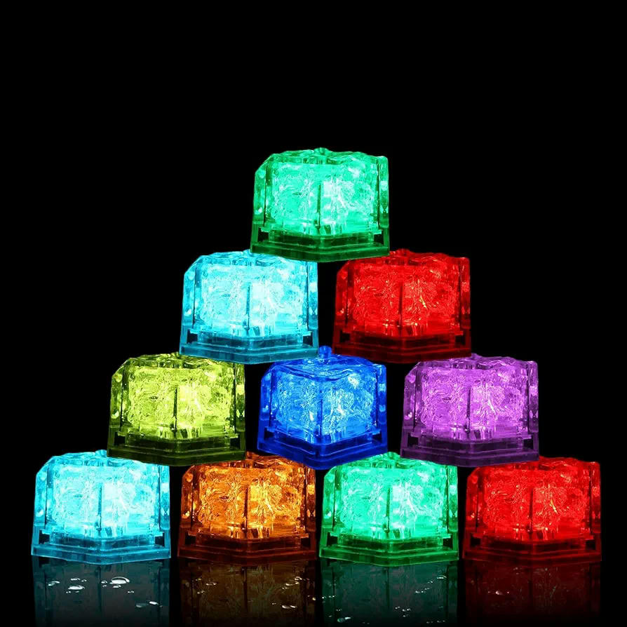 Luces LED para cubitos de hielo, 24 piezas, lámpara multicolor con sensor de líquido, iluminación para decoración de fiestas y eventos