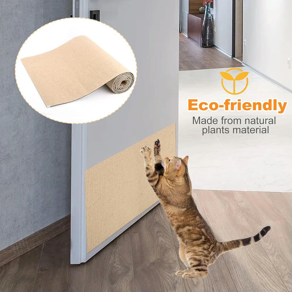 Alfombra Protectora Rascador para Gatos 200 x 40 cm, Protector Autoadhesivo para Muebles (Beige)