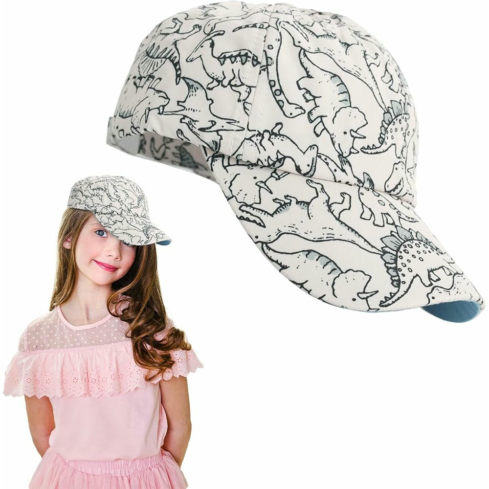 Gorra de Béisbol Ajustable para Niños con Diseño de Dinosaurios, Protección Solar para 3-8 Años