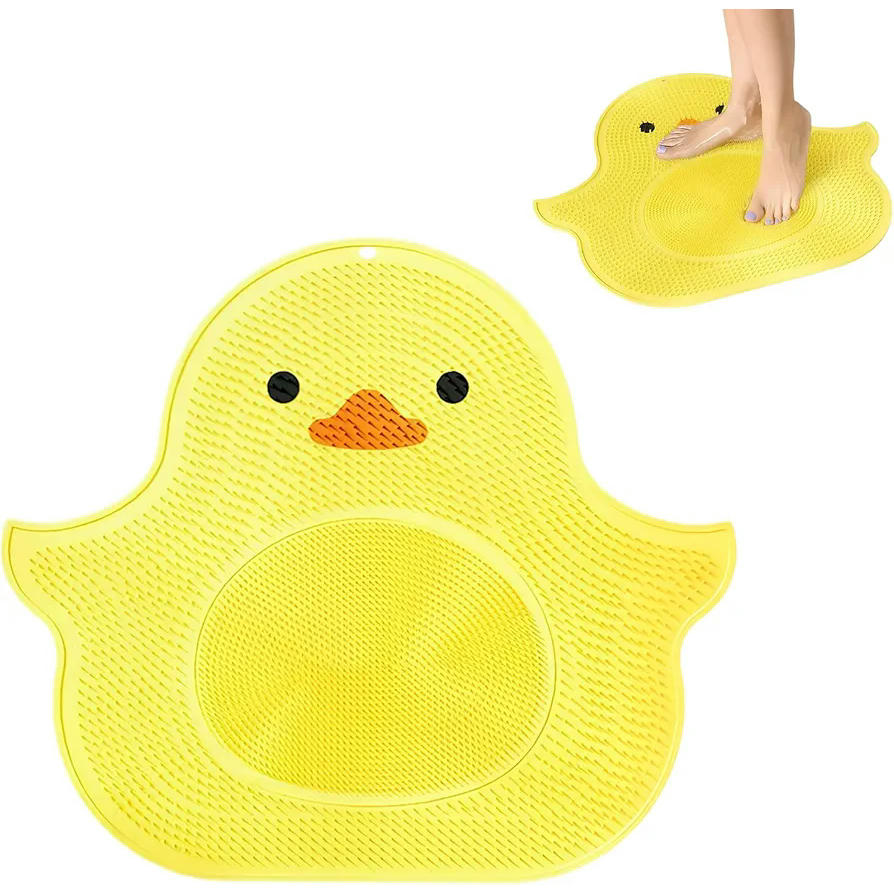 Alfombrilla de masaje para pies de silicona, cepillo antideslizante con ventosas para ducha, limpieza y exfoliación, modelo amarillo