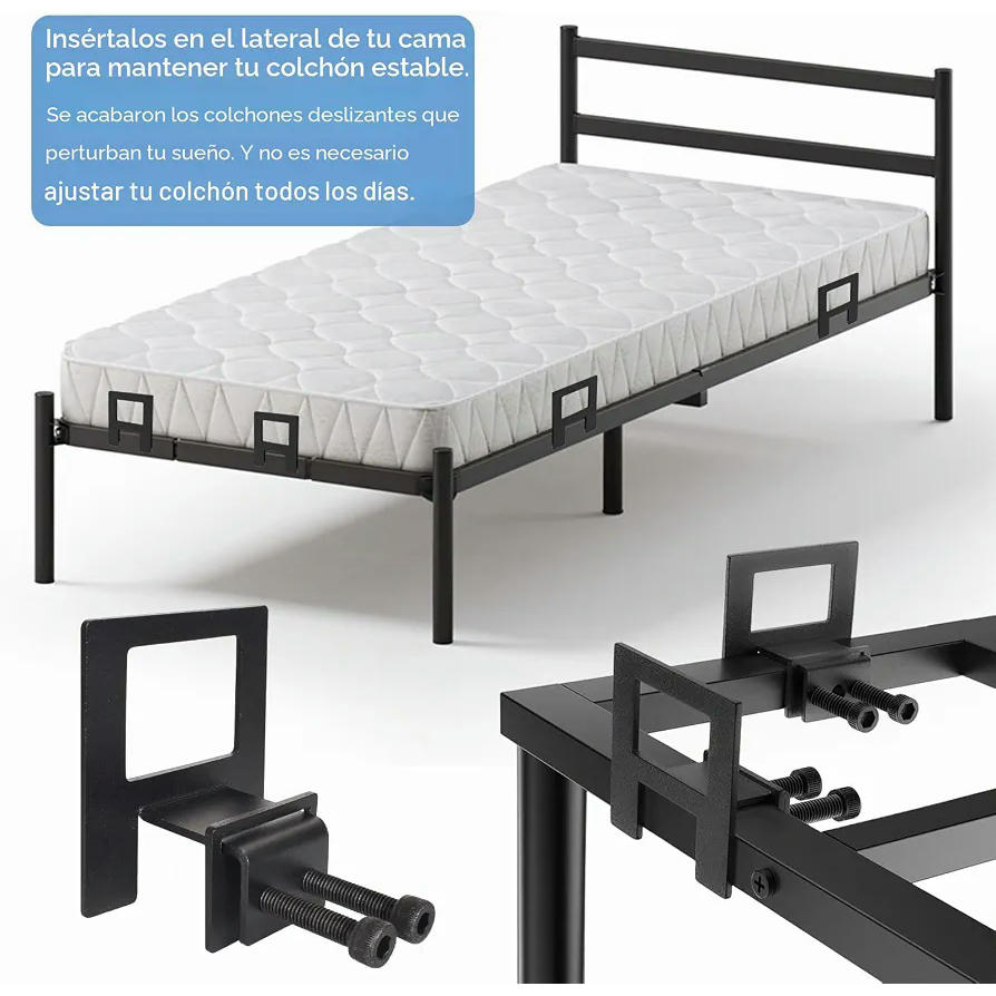 Soporte antideslizante para colchón de 6 piezas, ajustable y duradero, color negro