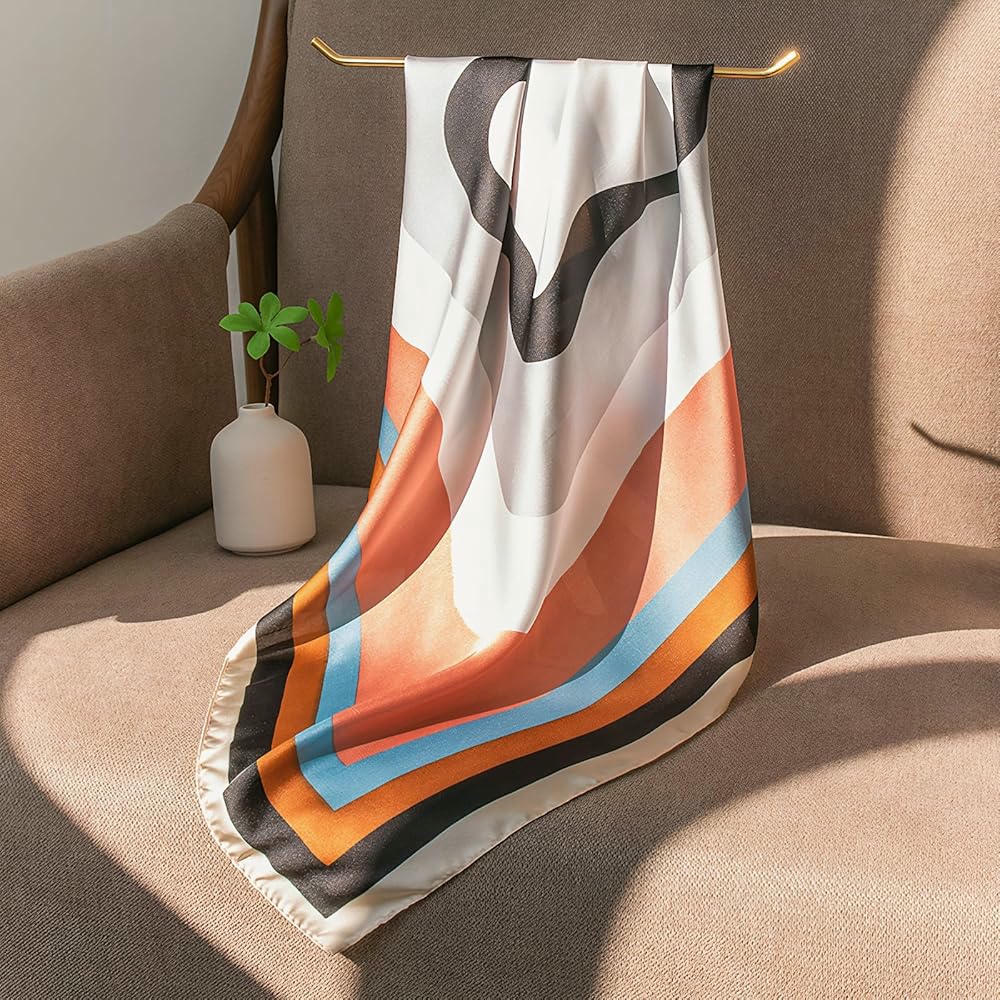 Pañuelo de Seda de Imitación 70x70 cm - Estampado Vintage para Mujer, Accesorio de Moda Versátil