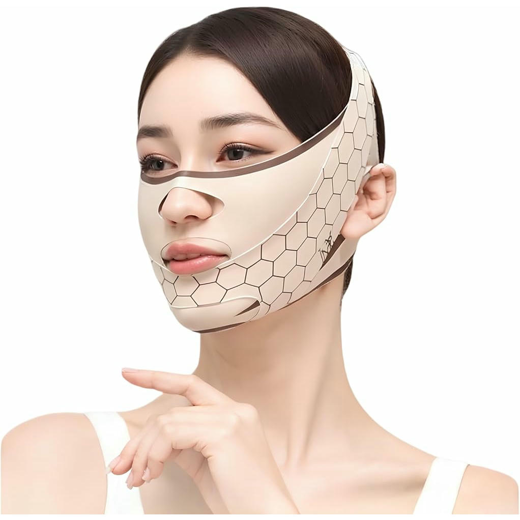 Cinturón Lifting Facial Reutilizable para Reducir Papada y Flacidez, Faja Facial en V para Uso Diario