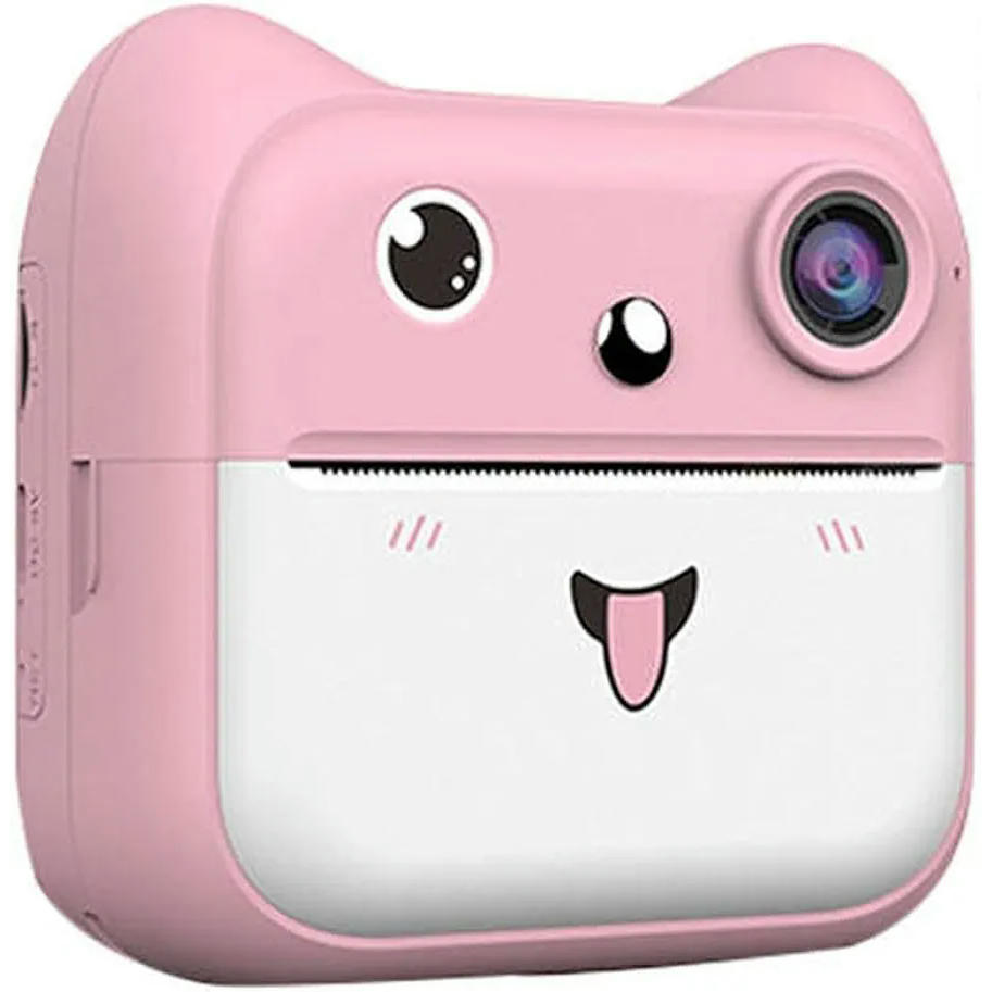 Cámara Digital de Impresión Instantánea para Niños 1080P con Impresora Térmica Sin Tinta (Rosa)