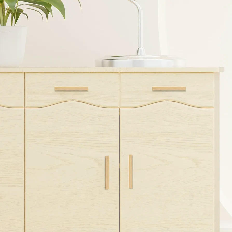 Juego de 4 Tiradores de Cajón de Madera, 128 mm, Tornillos Incluidos, para Cocinas y Muebles