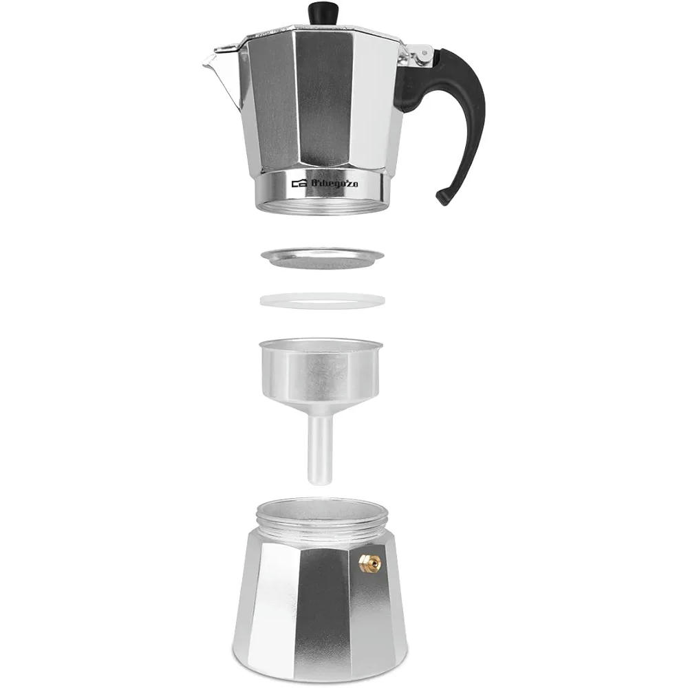 Orbegozo KF 900 - Cafetera italiana de 9 tazas, apta para cocinas a gas, eléctricas y vitrocerámicas, con mango ergonómico y válvula de seguridad