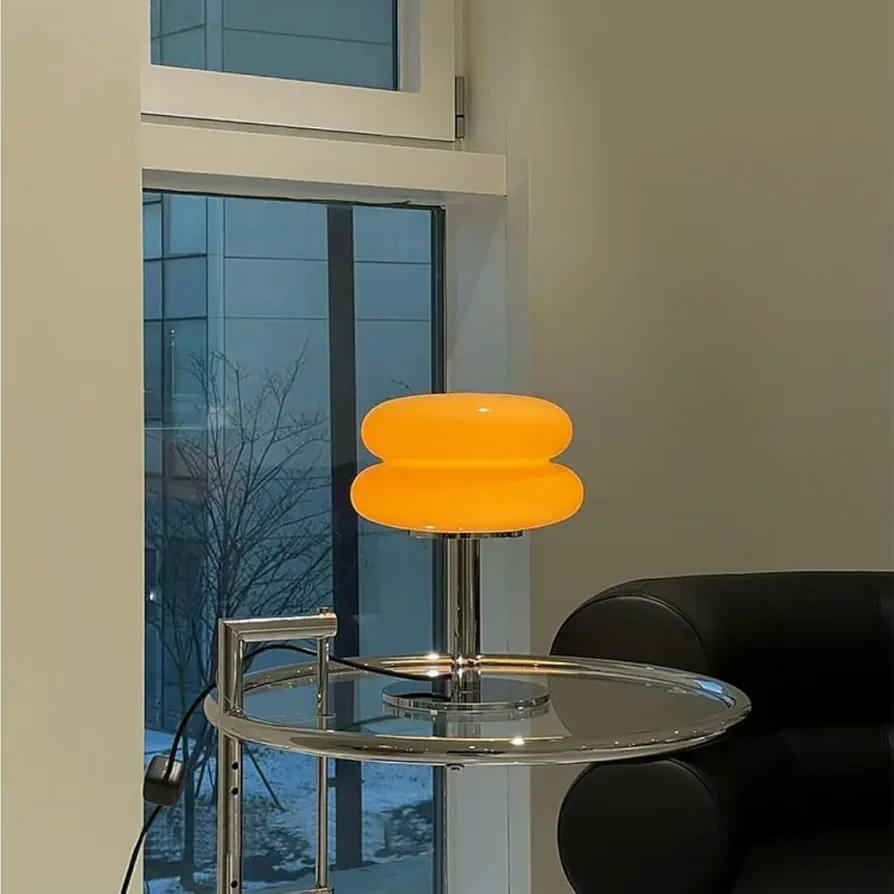 Lámpara de mesa Vintage de cristal, iluminación decorativa de diseño retro, luz cálida para dormitorio y sala de estar, base de hierro, incluye bombilla G9 (Color Naranja)