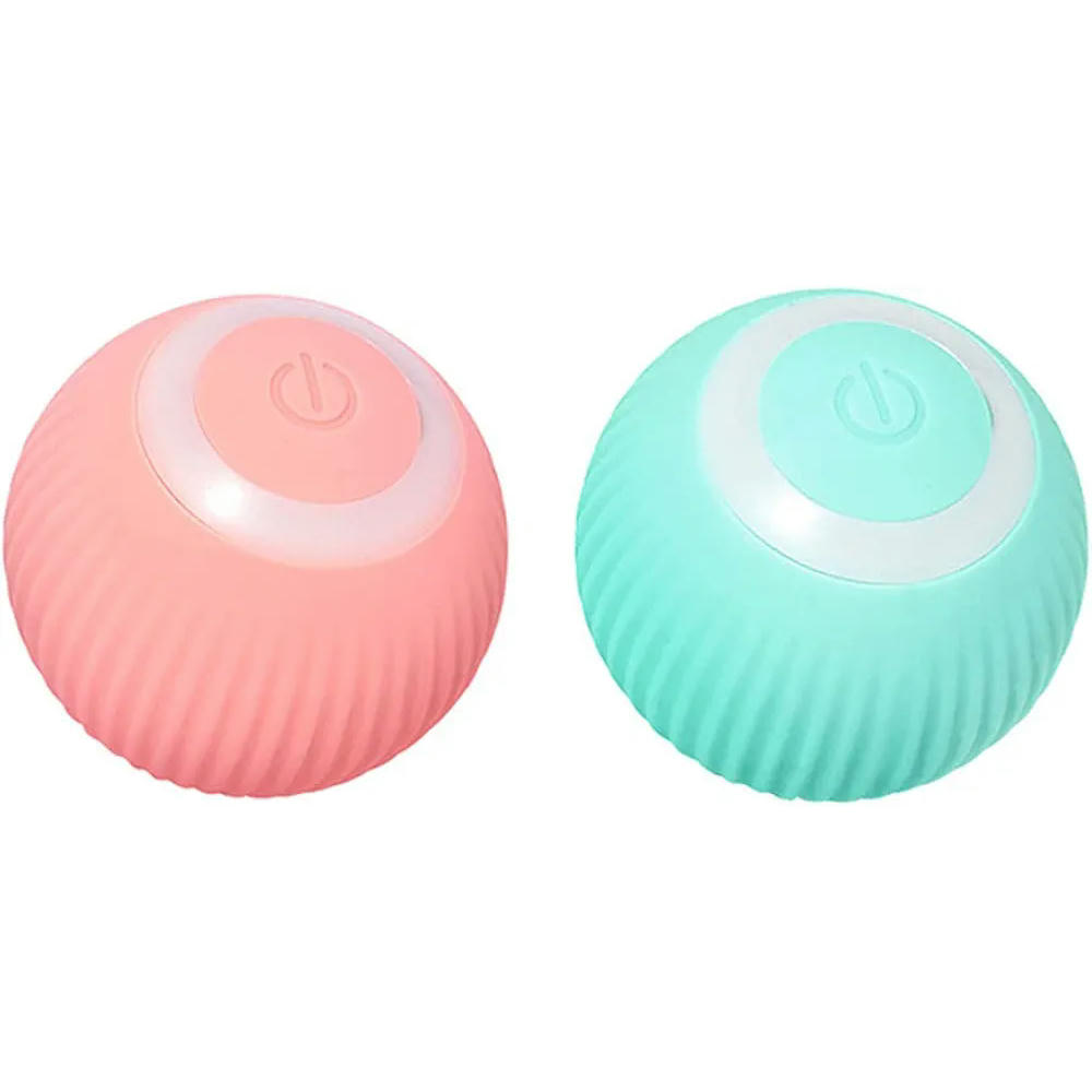 Juguete Interactivo para Gatos, Bola Rodante Automática de Silicona, Silencioso para Mascotas, Color Rosa