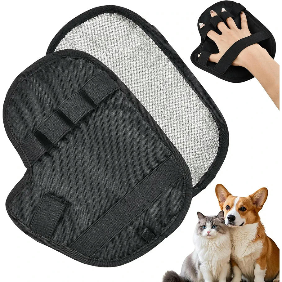 Guantes Quitapelos para Mascotas, 2 Piezas, Doble Cara, Antiestáticos, Reutilizables, para Perros y Gatos, Cuidado del Pelaje y Limpieza Eficaz