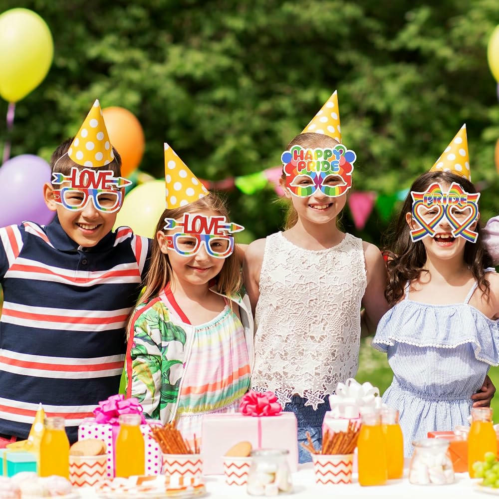 12 Piezas de Gafas de Papel Arcoíris para Celebraciones del Orgullo LGBTI y Fiestas Temáticas