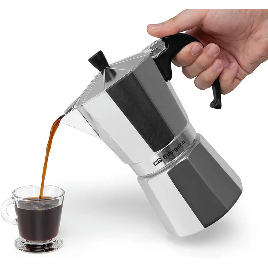Orbegozo KF 900 - Cafetera italiana de 9 tazas, apta para cocinas a gas, eléctricas y vitrocerámicas, con mango ergonómico y válvula de seguridad