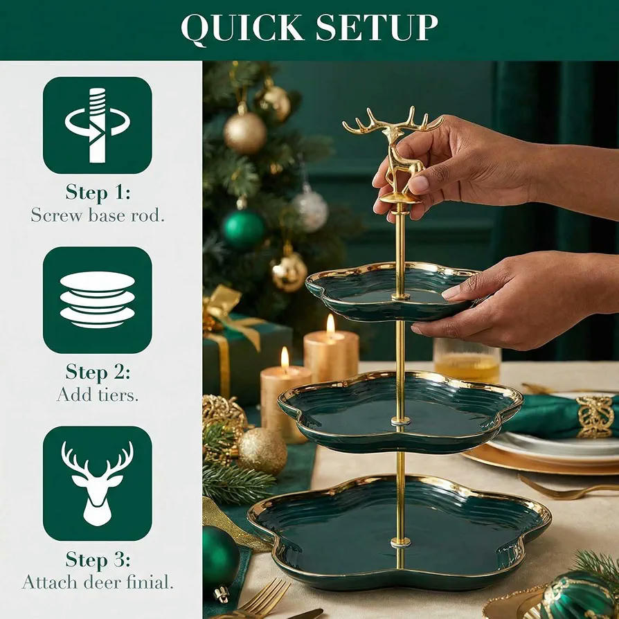 Juego de soporte para tartas de 3 niveles, metal dorado, ideal para bodas y fiestas