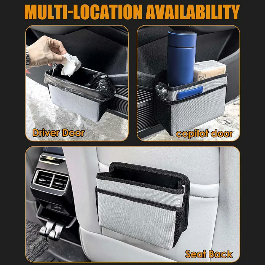 Cubo de Basura Plegable Portátil para Coche, Impermeable y a Prueba de Fugas, Incluye Bolsa de Basura - Color Verde Militar