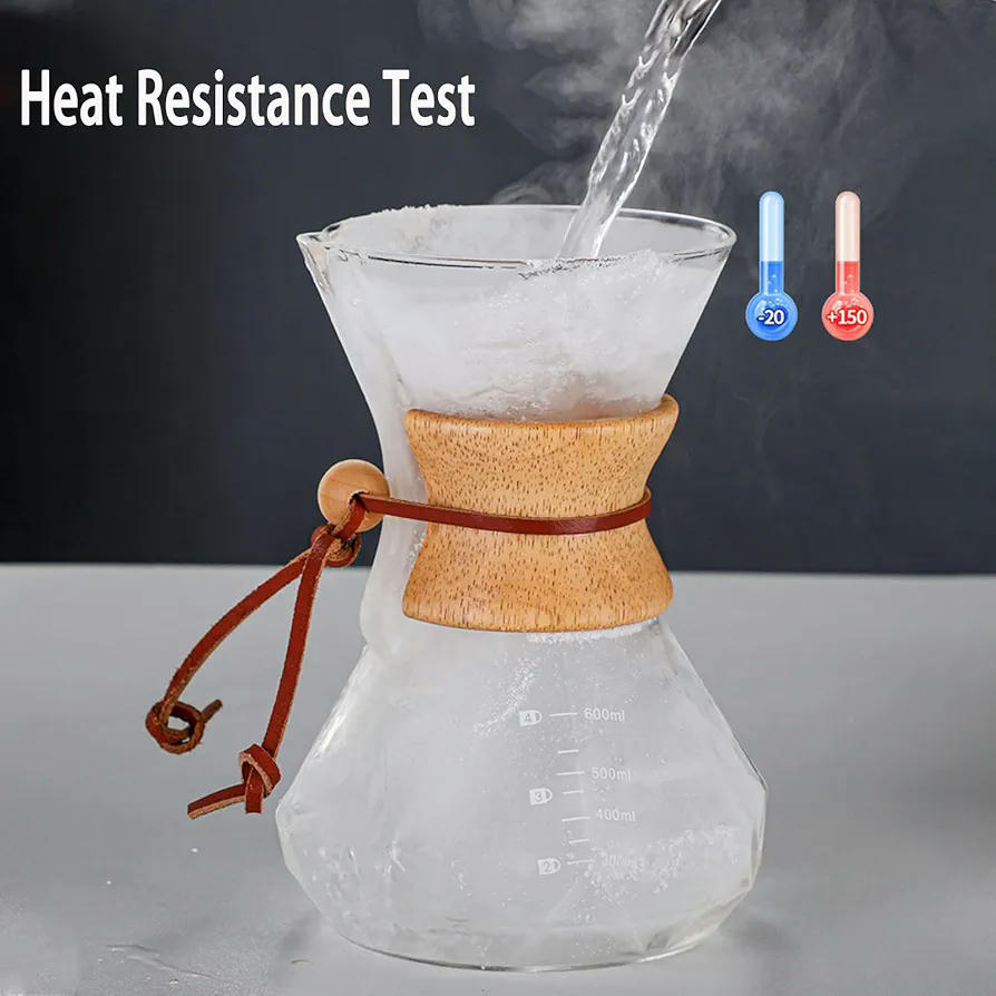 Cafetera Manual de Filtro de Cristal 800 ml, Cafetera de Goteo con Filtro de Acero Inoxidable, Marca de Alta Calidad