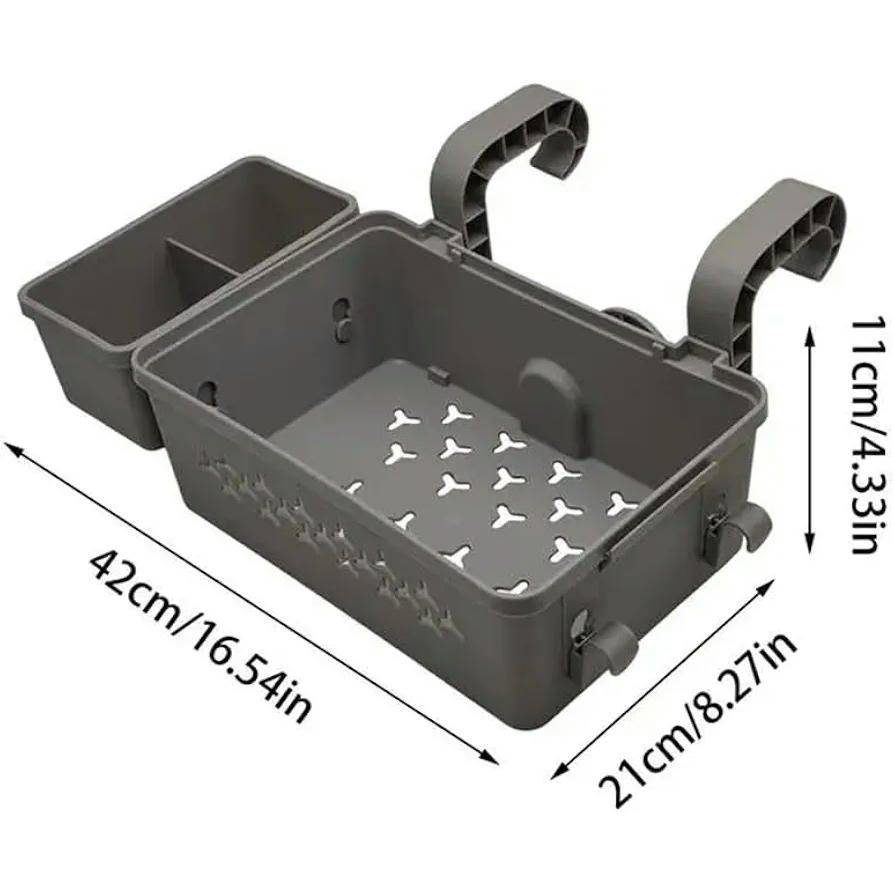 Bandeja de almacenamiento, accesorios portables para piscinas elevadas, con portavasos, color gris