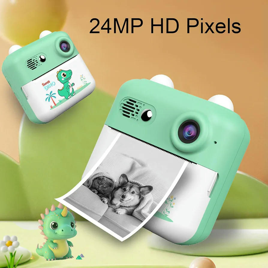 Cámara de Impresión Instantánea de Vídeo 24MP 1080P con Pantalla de 2,4 Pulgadas y Efectos Doodle
