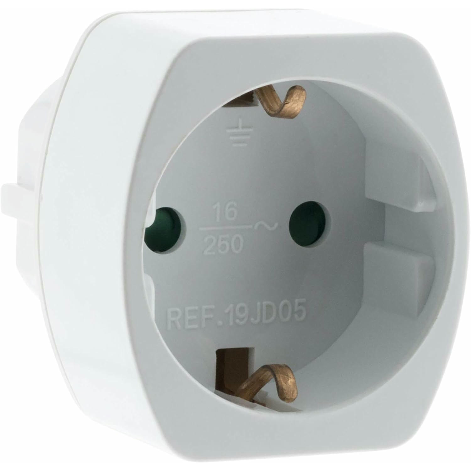 Zenitech - Adaptador para enchufe de viaje de Alemania a Francia - enchufe FR macho a enchufe alemán hembra - blanco - Schuko