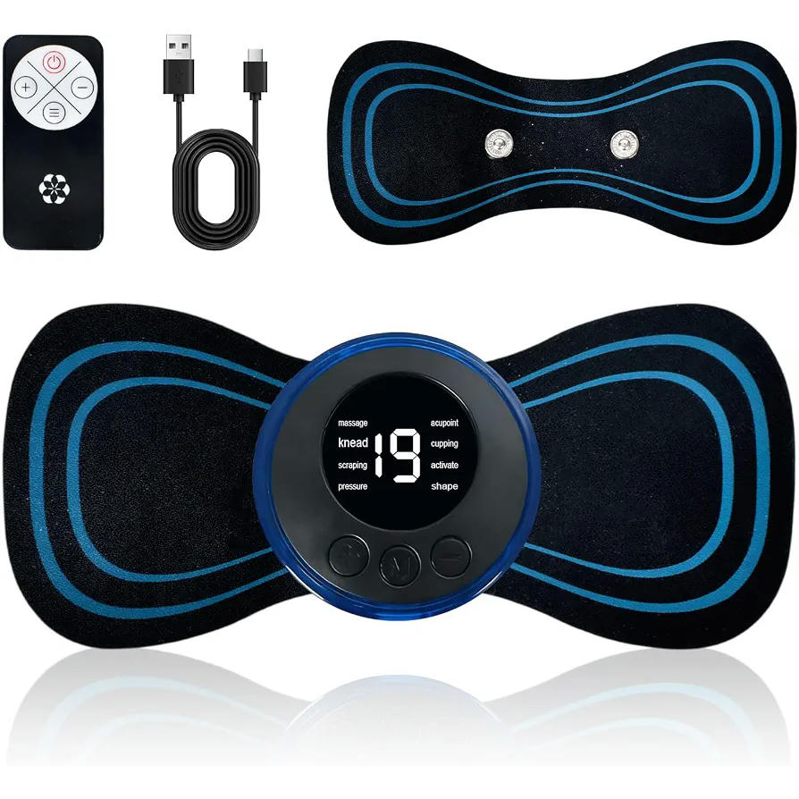 Mini Masajeador de Cuello y Cervicales con Almohadillas, 8 Modos y 19 Intensidades, Eléctrico Recargable para Hogar y Oficina