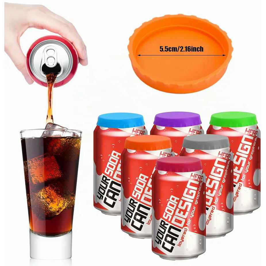 6 Tapas Reutilizables de Silicona para Latas de Bebidas - Antipolvo y Prácticas - Multicolor