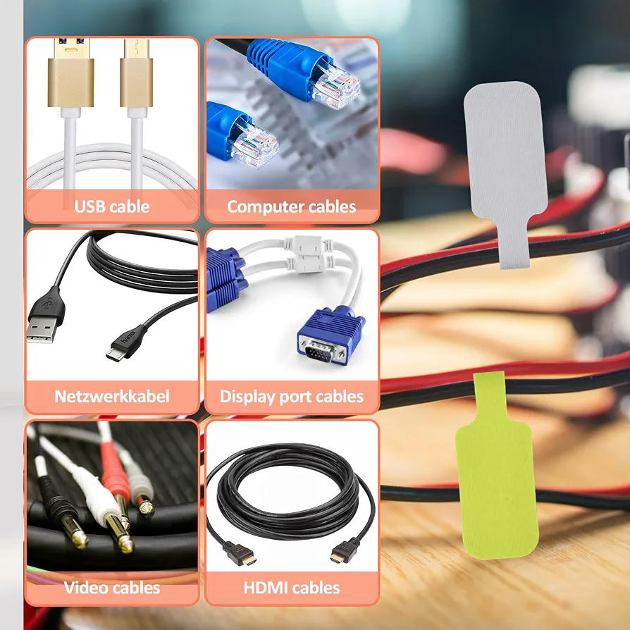 Etiquetas Reutilizables para Cables, 50 Piezas de Marcadores de Nailon en 10 Colores Brillantes para Organización de Cables (Multicolor)